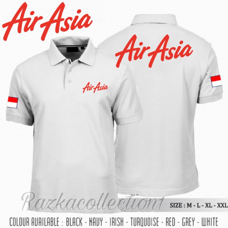 Polo Shirt Air Asia / Kaos Polo Air Asia / Baju Kaos Kerah Logo Pesawat Air Asia