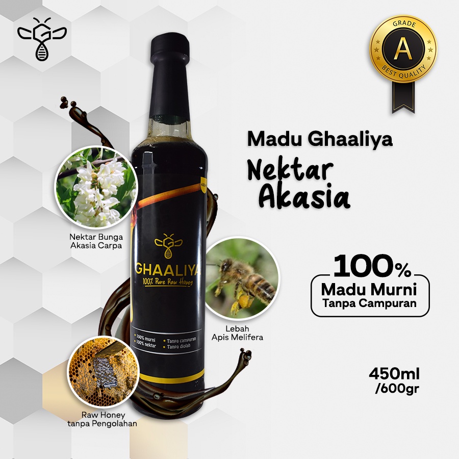 

Madu Murni Asli Nektar Akasia Original Premium Herbal 100% Natural Honey 450 ml 600 gr