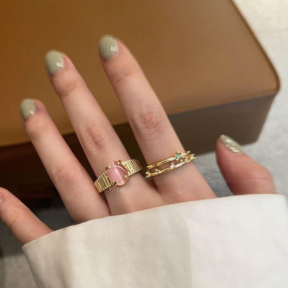 Mxbeauty Finger Ring Pink Ins Pesta Pernikahan Temperamen Adjustable Gaya Korea Ring