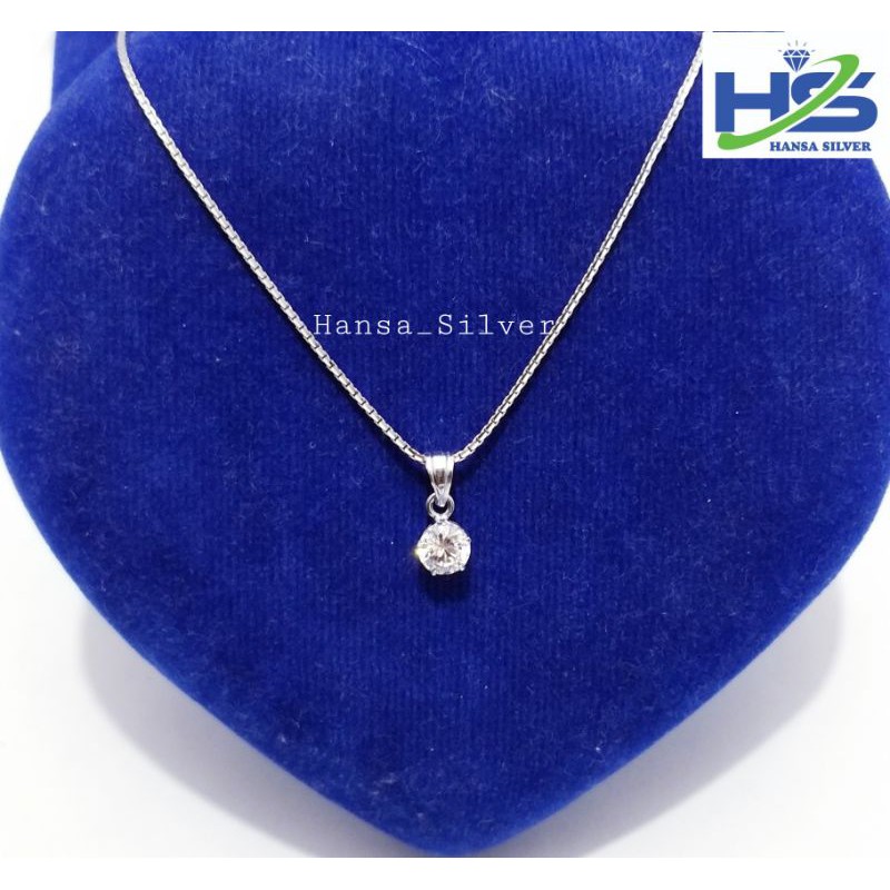 Kalung Perak Wanita Silver Asli 925 Lapis Emas Putih Italy Santa Liontin Desi - Perhiasan Perak Asli