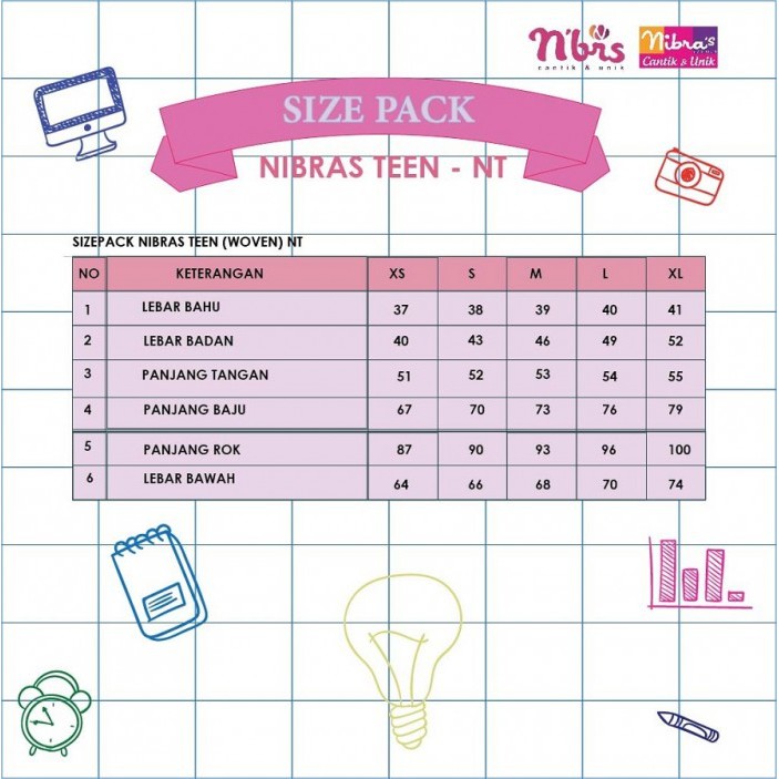 NIBRAS TEEN NT 62 BAHAN OXFORD MIX KATUN YARN DYED BAJU SETELAN ROK ANAK REMAJA