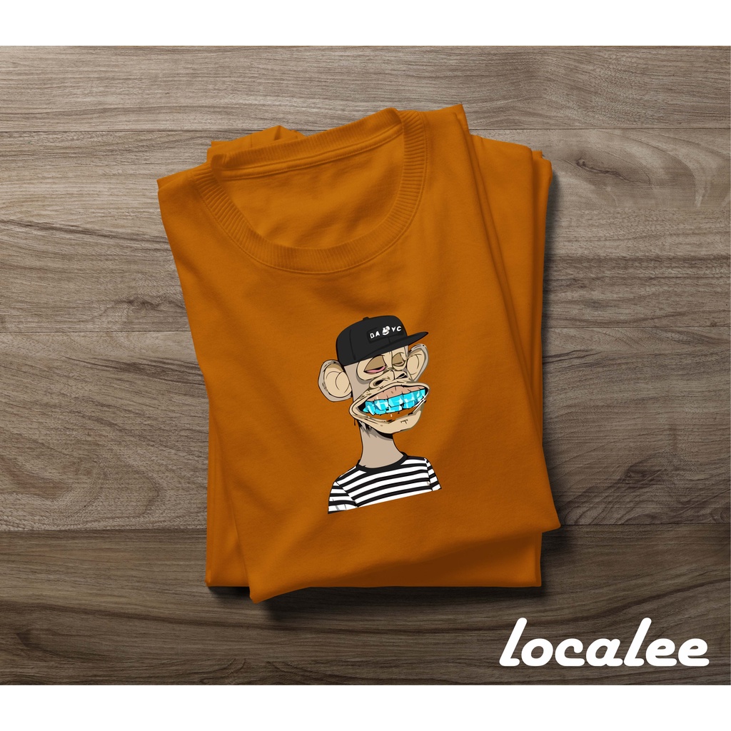 KAOS NFT/ APE BLUE TEETH IN ORANGE TSHIRT/ NFT COLLECTION/ KAOS SABLON UNISEX/ KAOS PRIA NFT/ KAOS W