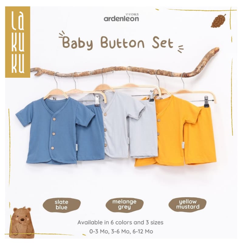 Lakuku - ARDENLEON Baby Button Pendek Polos Short setelan baju celana anak bayi