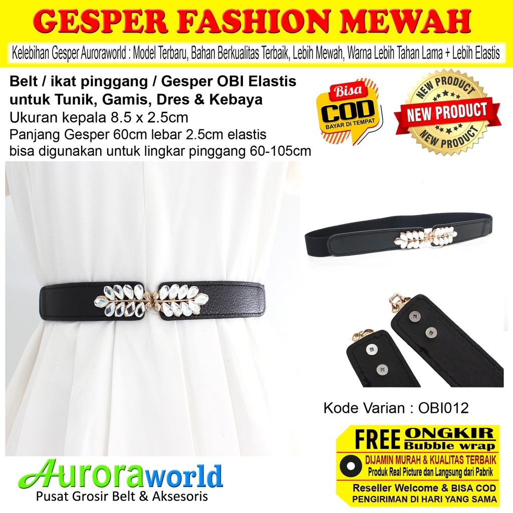 AURORAWORLD ikat pinggang wanita premium belt cewek elastis obi belt karet gesper perempuan kebaya sabuk mewah korea untuk tunik gamis dres gaun bisa COD