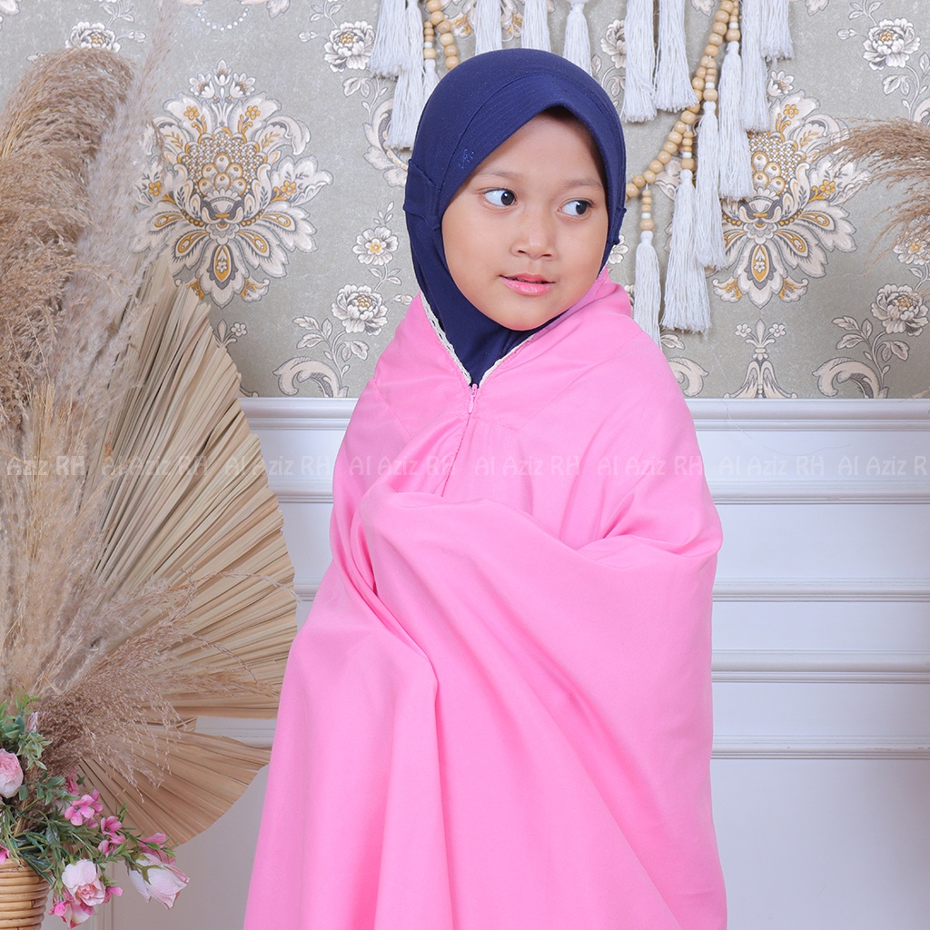 Mukena 2 in 1 Anak Al Aziz RH Katun Polos Renda Premium Traveling