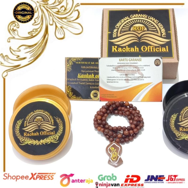 Kalung Kaokah Asli Bersertifikat Impor Turki kalung  Kayu Kaoka Motip Trompah Razah Motip Sndal Nabi