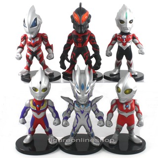  ULTRAMAN  CHIBI isi 6 Action Figure Miniatur Topper 