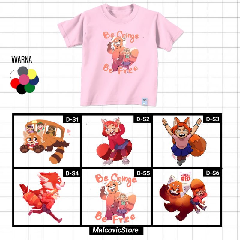 Baju Anak Turning Red Untuk Usia 2-10 Tahun/Kaos Anak Turning Red Perempuan/Baju Anak Turning Red Pe