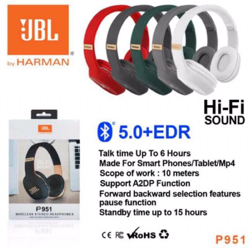 (bisa COD) Zenia Headphone Bluetooth P951 Bando Wireless Headset AD2P Superbass Handsfree P 951
