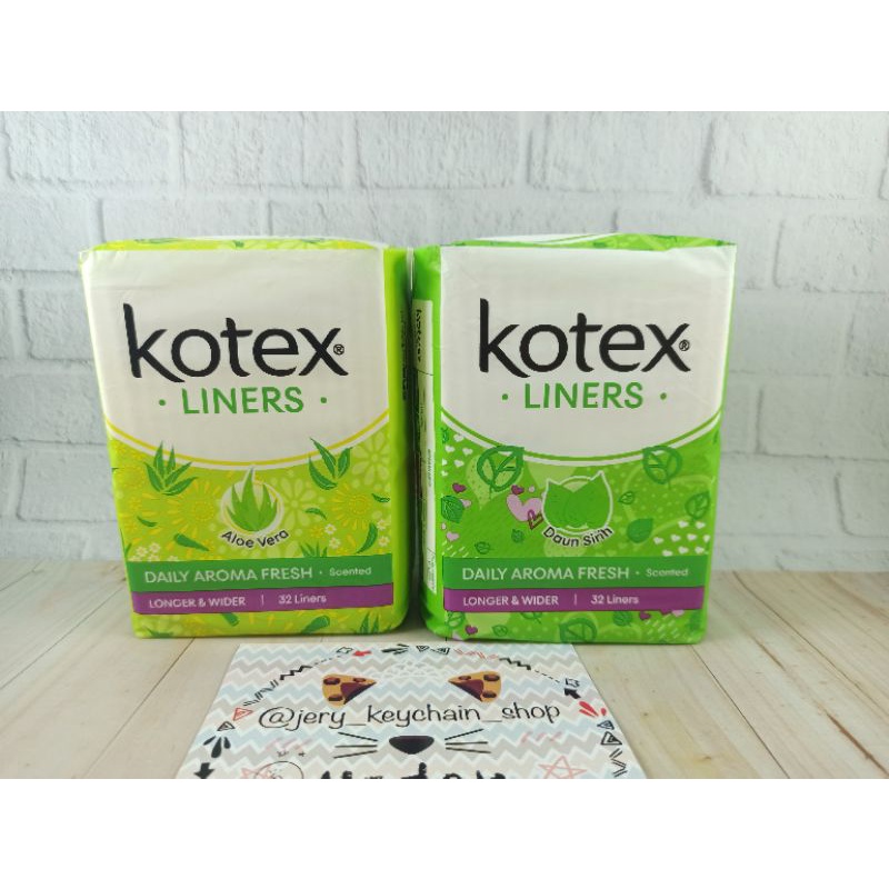 Jual KOTEX Liners Longer & Wider 32 Liners Aloe Vera / Daun Sirih DAILY AROMA FRESH SCENTED