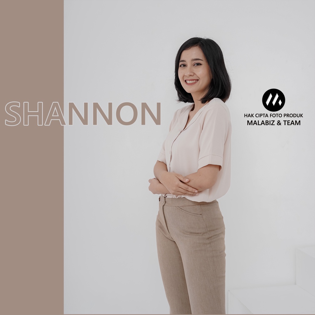 SHANNON - Celana Formal Wanita Slim Fit Bahan Stretch dan Tebal Celana Kantor Wanita Celana Panjang wanita Hitam Celana Dasar Wanita Basic Standar Kerja Malabiz