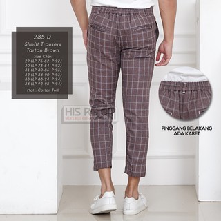 HISROOM Celana  Chino Trousers Slimfit Tartan Celana  