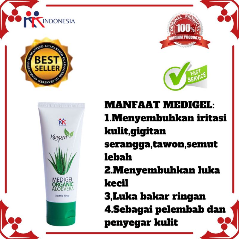 KANGZEN medigel organic aloevera,gel untuk luka luar 40gr