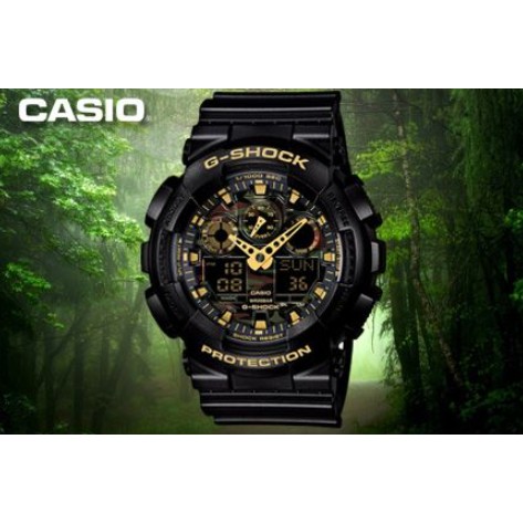 [Hot Sale] CASI0 G-Shock GA100 Jam Tangan Olahraga Pria Kamuflase Tangan Hitam GA-100-05