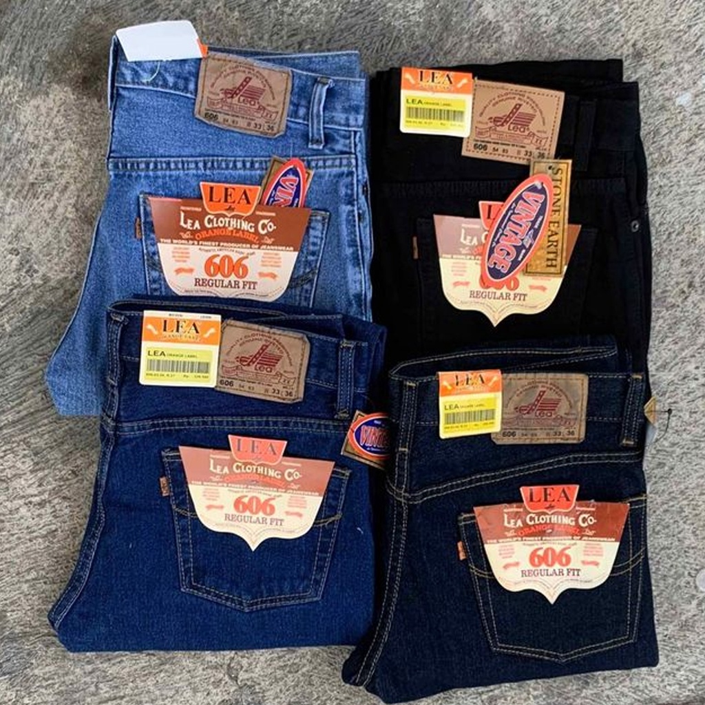 Celana Jeans reguler standart pria lea terbaru non street biru premium jeans distro