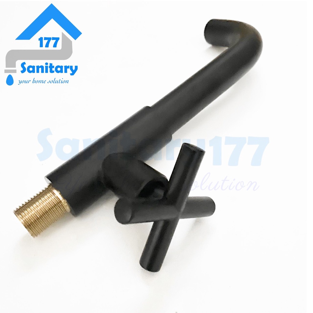 Keran wastafel Kuningan Baling Hitam Tembok 57A-kran air wastafel  cuci tangan wudhu basin faucet putar 360 black matte