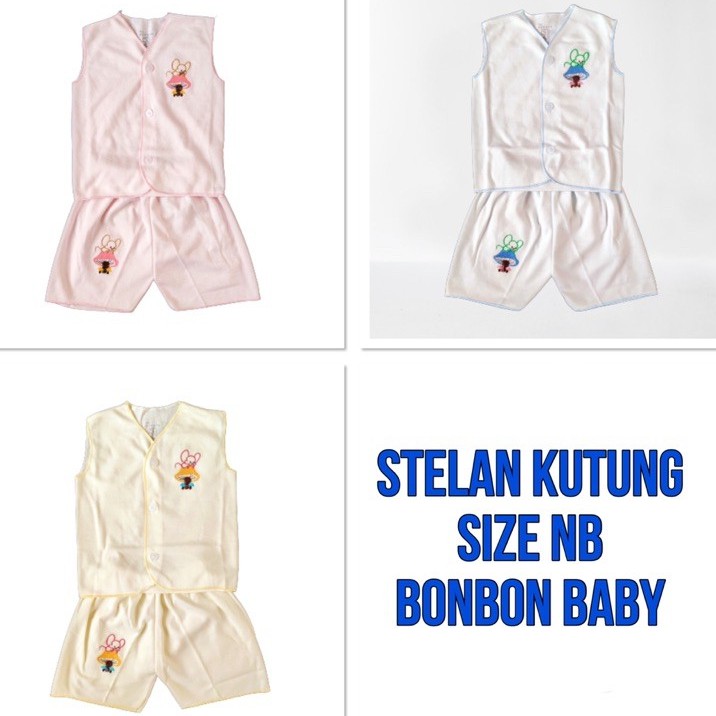 BONBON Stelan Bordir Polos Newborn Piyama Bayi Stelan Panjang/Pendek/Kutung SNI