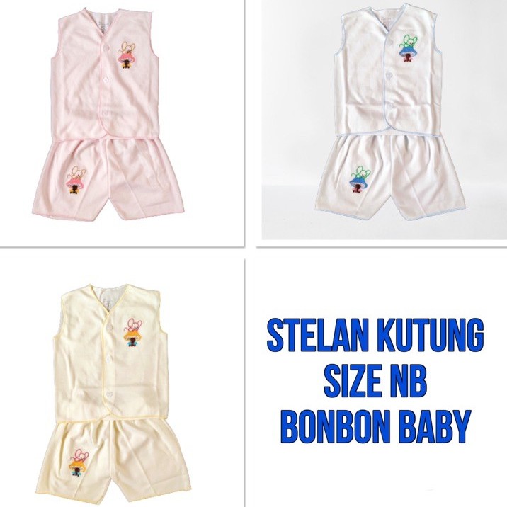BONBON Stelan Bordir Polos Newborn Piyama Bayi Stelan Panjang/Pendek/Kutung SNI