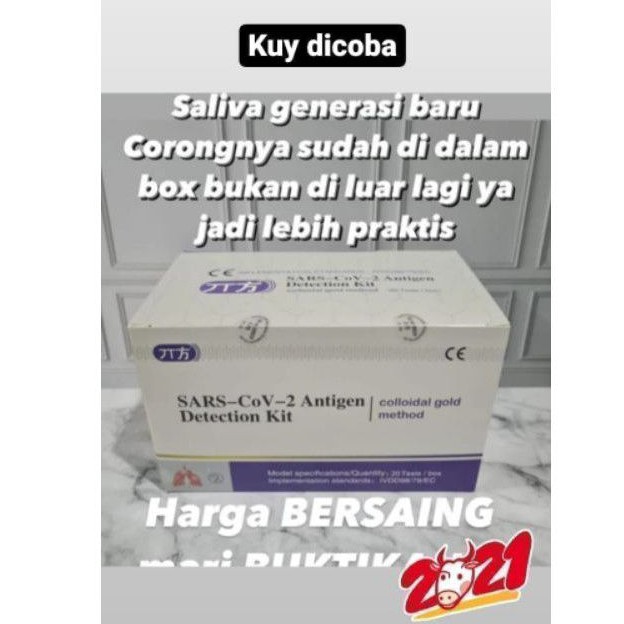 READY Antigen STOK ALAT CEK METODE LIUR PER BOX ISI 20. TEST SALIVA