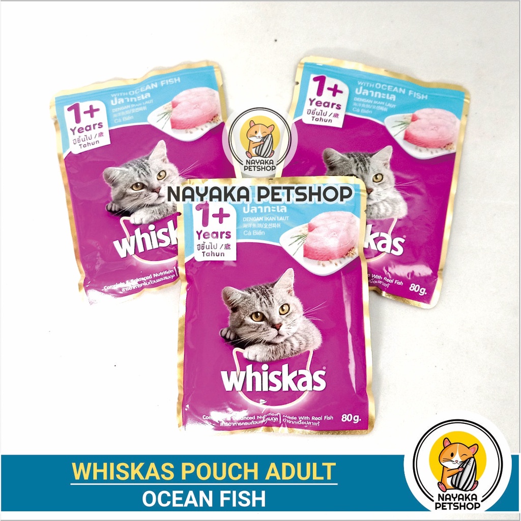 Whiskas Ocean Fish Pouch Makanan Kucing Basah Wet Food Pakan Cat