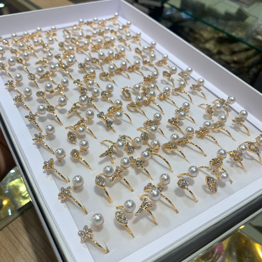 [Bayar Di Tempat]100 Pcs Cincin Wanita Xuping Cincin huruf Xuping Mutiara Terbaru