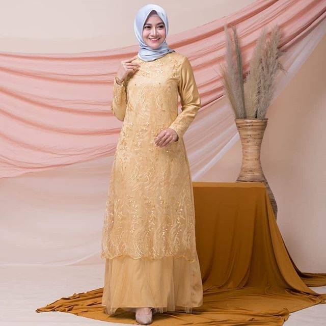 Luna dress/Gamis muslim/gamis pesta/gamis broklat/baju/gaun/fashionmuslim