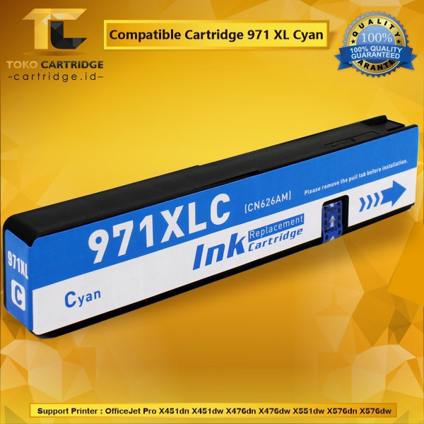 Cartridge Tinta Compatible HP 971 XL Cyan CN626AM Plus Chip