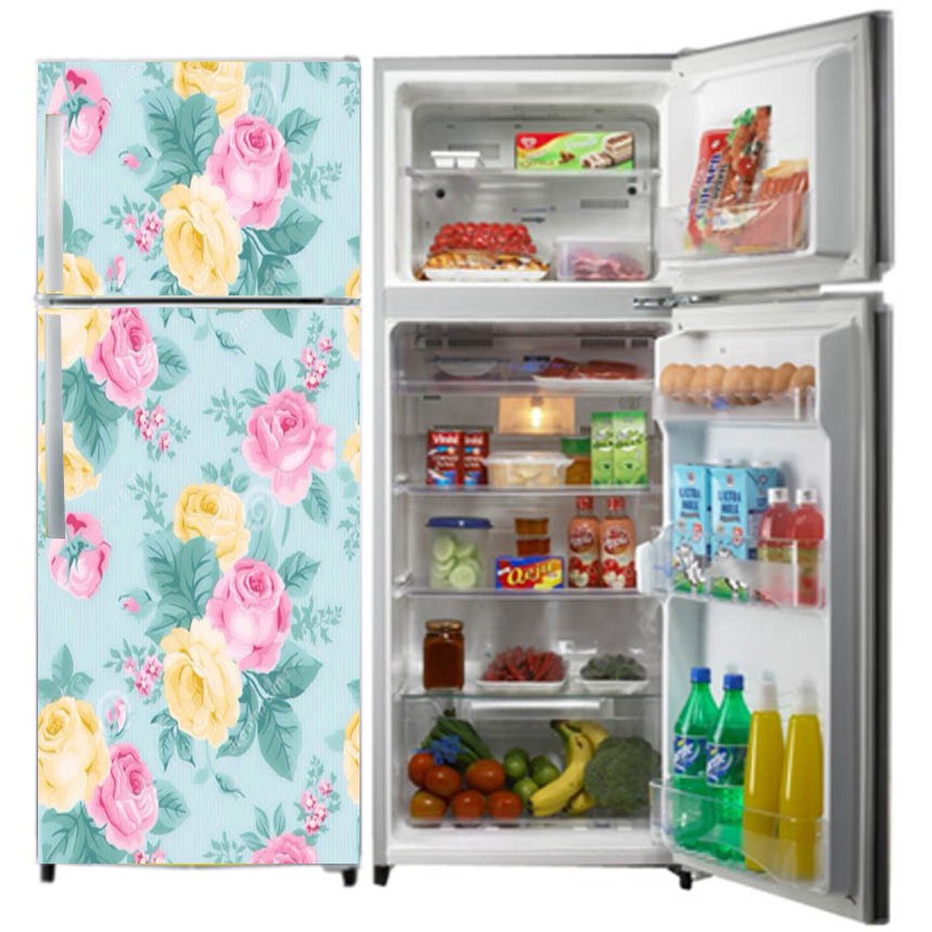 sticker kulkas 2 pintu motif shabby