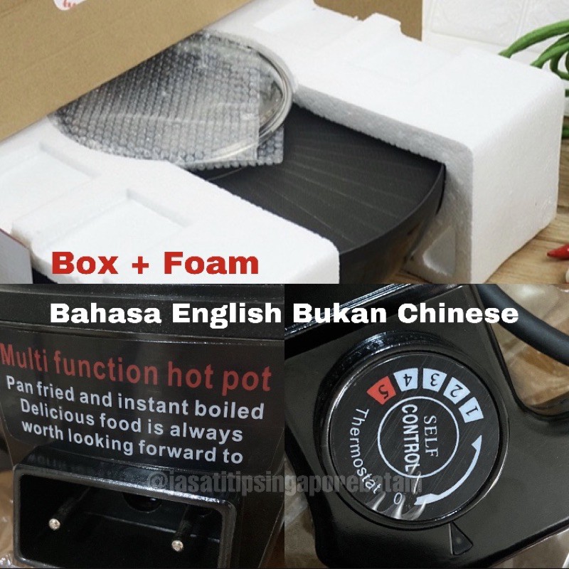 2 in 1 Panci Listrik Bulat Panggang Shabu Shabu Korbeq Steamboat Wajan Grill Pan