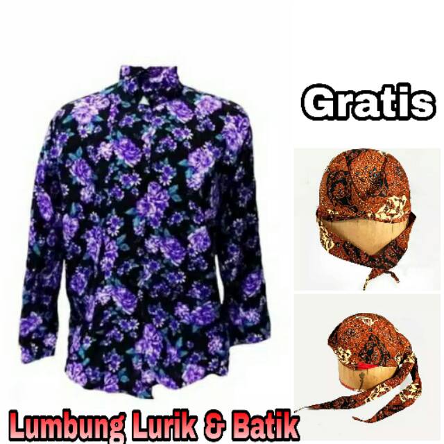 Surjan kembang ungu gratis blangkon batik sliwir | khas solo | khas jawa | khas jogja