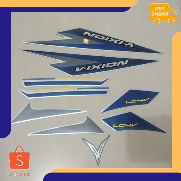 Stiker Bodi & Lis Body & Striping Vixion 2017-2018 Silver Biru
