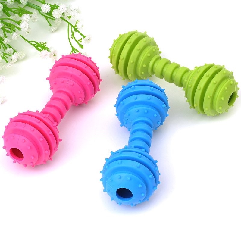 Barbel rubber toy with ring inside