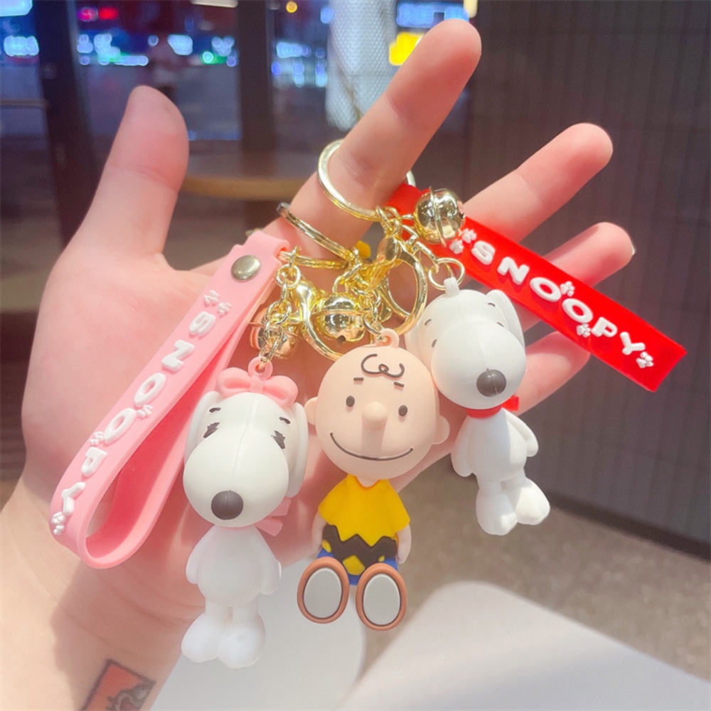 Gantungan Kunci Bentuk Boneka Snoopy Bahan Silikon Untuk Aksesoris Tas Wanita