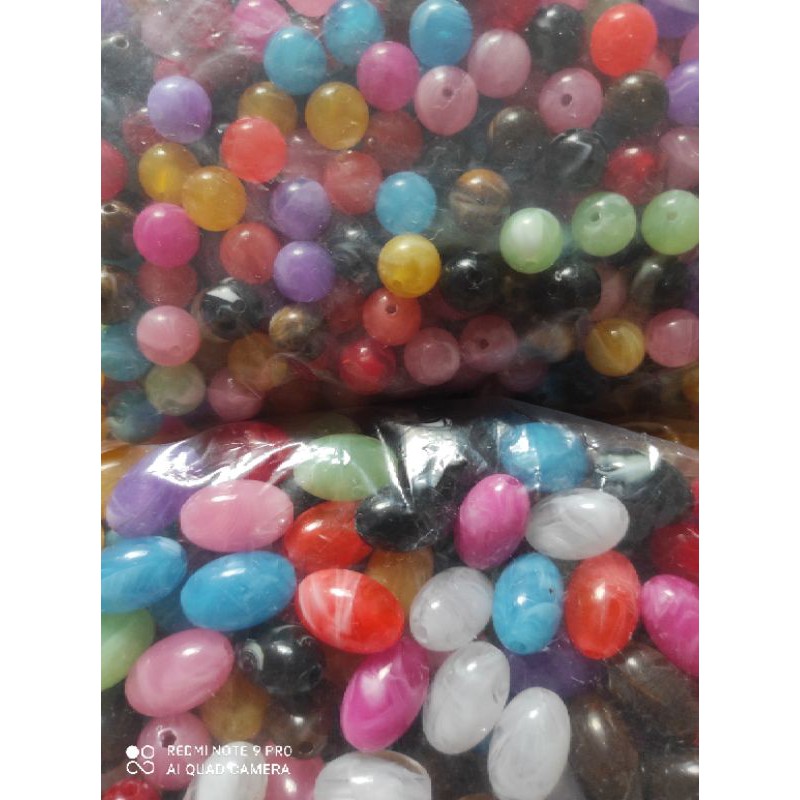 Manik mote marble marmer kupu bulat oval 50 gr