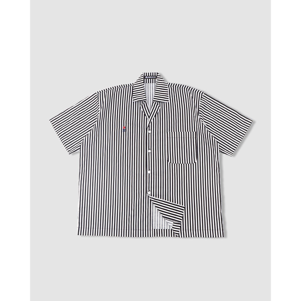 PLAIN STRIPE SHIRT - BLACK WHITE [KEMEJA SALUR]