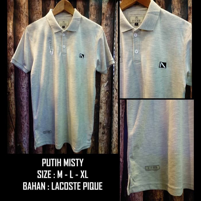 POLO  Kaos Polo Shirt Misty Lacoste Cotton Pique / Kaos Krah Distro - Abu Tua Misty, M  COC KATOO