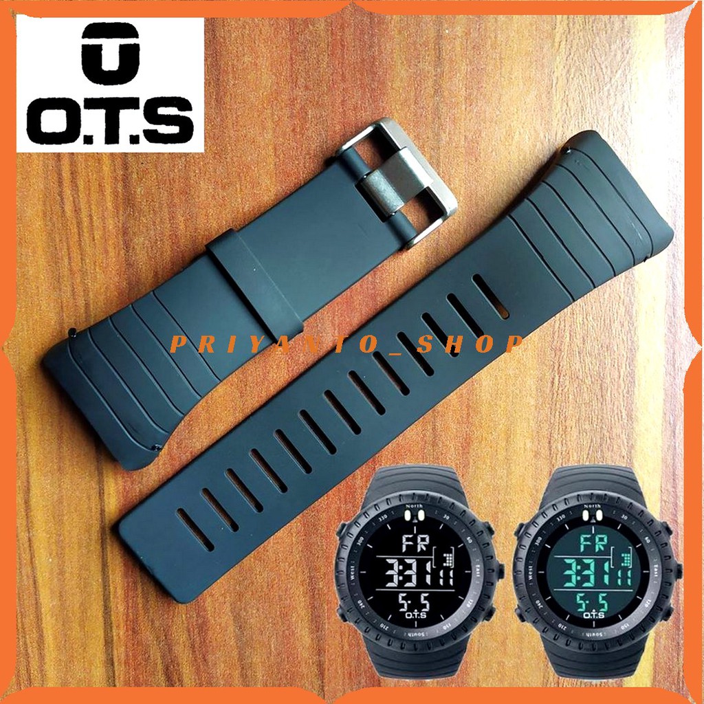 Strap Tali Jam Tangan Rubber OTS T5007G OTS 5007 black Rubber