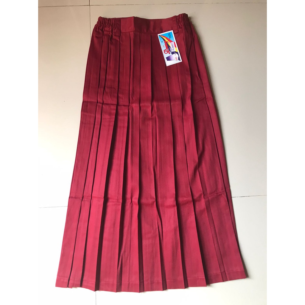 Rok Katun Plisket Warna Merah