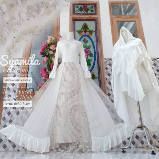 Gamis Pesta/ Gamis mewah/ gamis Brendet/ gamis ORI/ gamis butik/ Gamis Brukat/ Gamis Tile