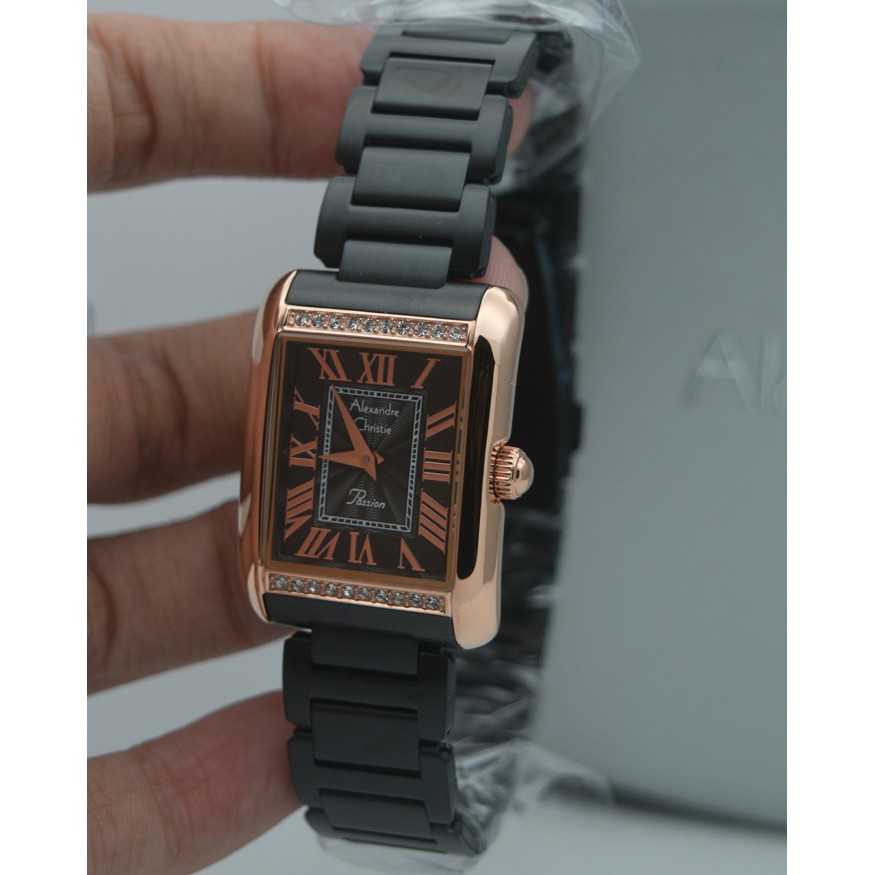 Alexandre Christie Ac 2660 Rosegold Black, Jam Tangan Wanita, Original