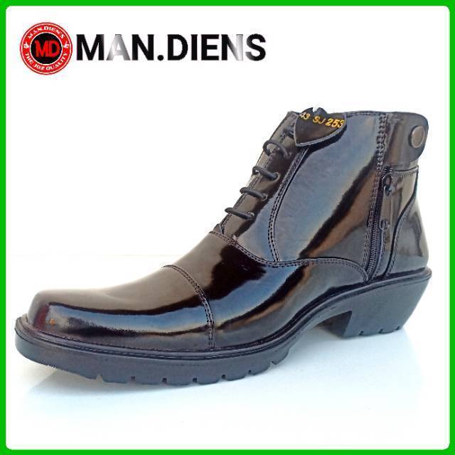 MANDIENS SJK253 - Sepatu Boots Kulit Asli Medali - Sepatu Kulit Pdh Tni Polri Jenggel Gaya Koboi