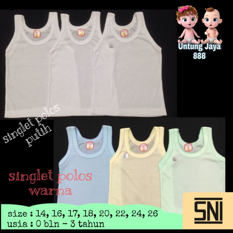 Singlet Bayi Kaos Singlet POLOS PUTIH / WARNA (1pcs)