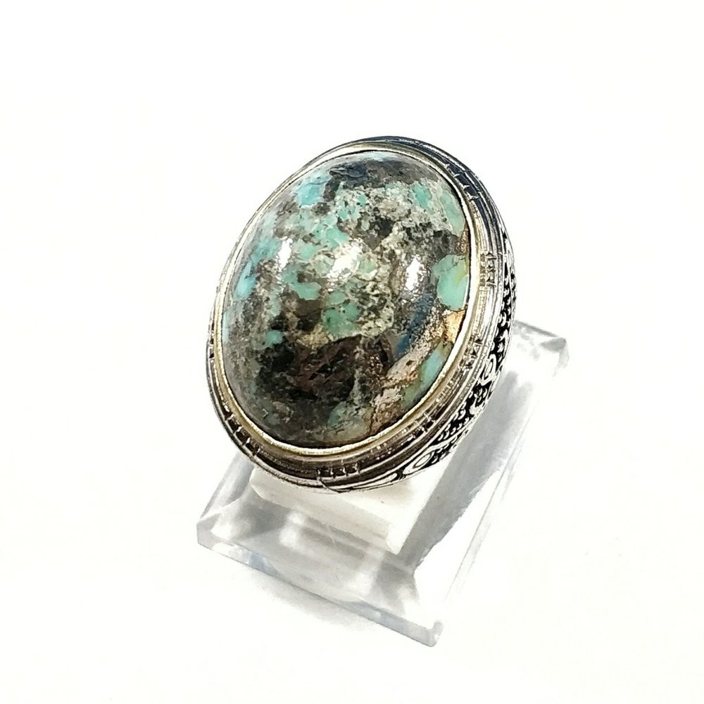 CINCIN BATU AKIK NATURAL PIRUS PERSIA TURQUOISE SERAT EMAS IRAN