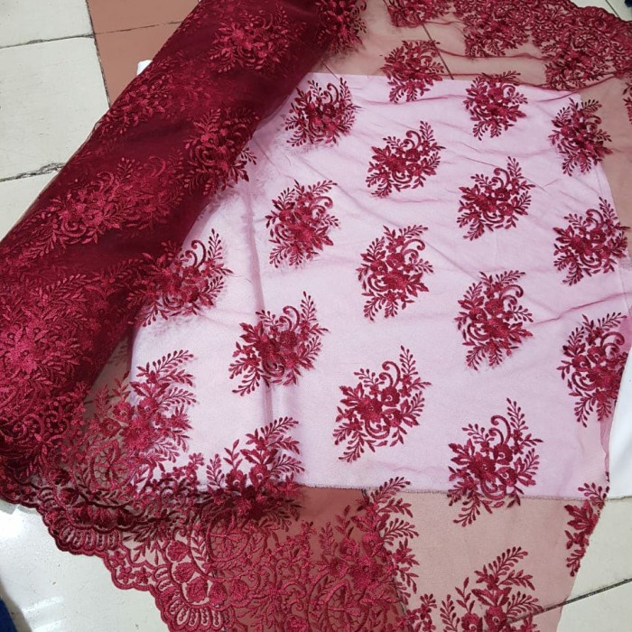 KAIN TILE RENDA BORDIR IMPORT TILE BROKAT KOREA. BAHAN KEBAYA DRESS