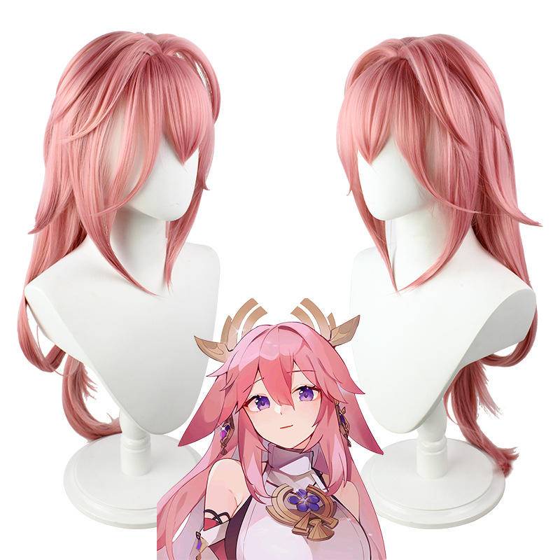 【Wetrose】Genshin Impact Yae Miko Cosplay Wanita Costume Kostum Full Set, Miko Wig