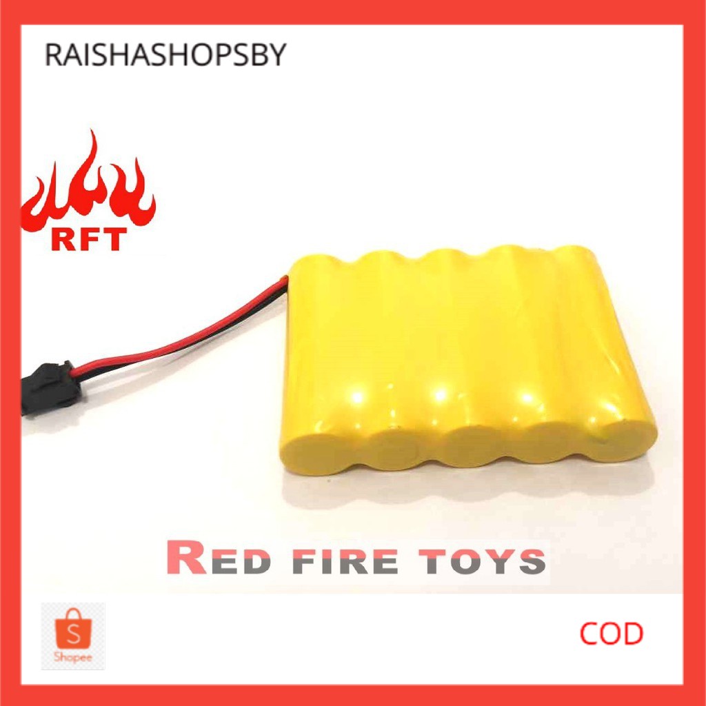 BATERAI CAS MOBIL REMOTE RC RANGKAI 5 (800X5) 4000MAh 6VOLT Ni-CD COLOK HITAM KABEL 2 ORI PABRIK