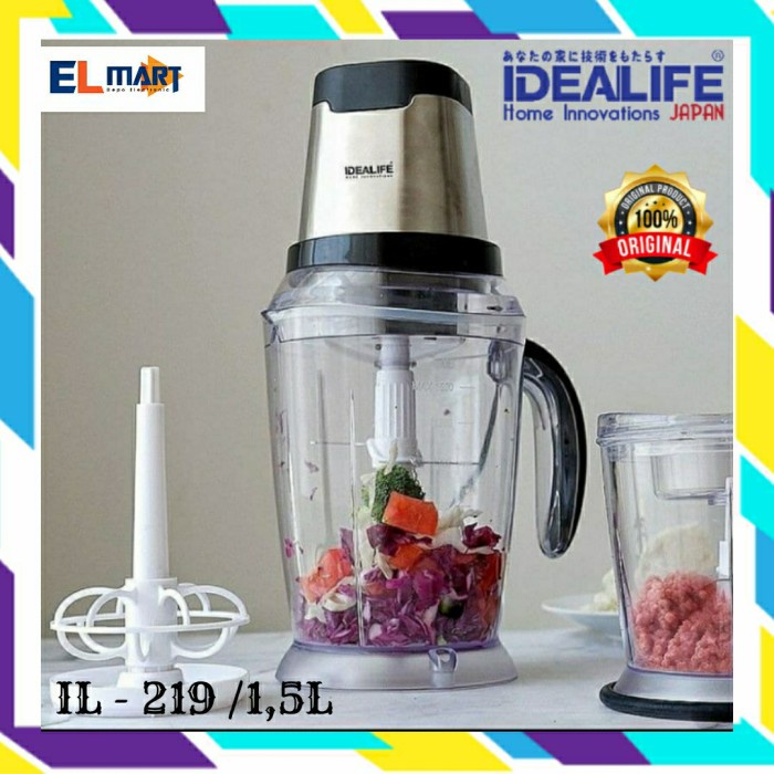 Idealife Chopper Penggiling Bumbu Daging 3 Pisau IL 219S  1,5L