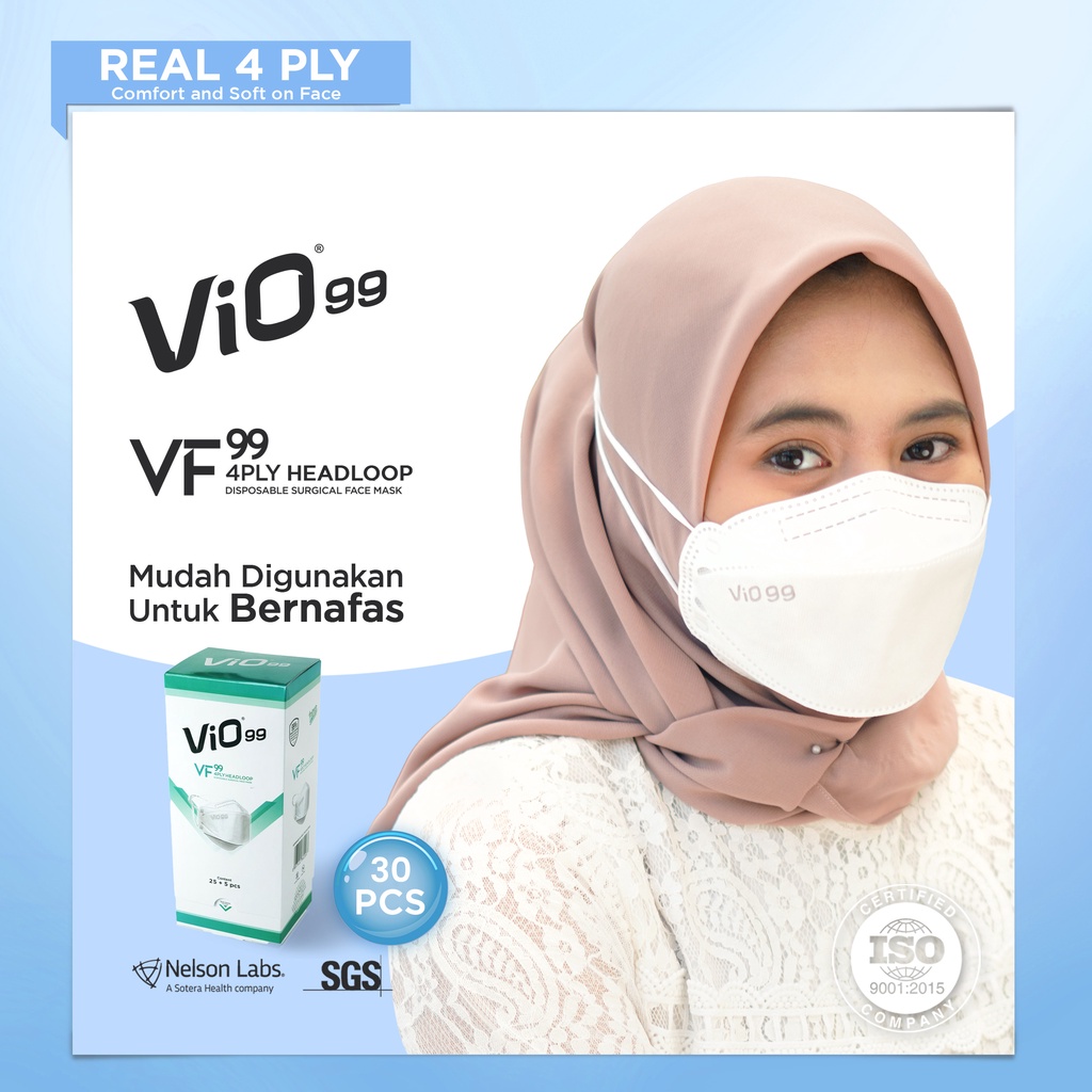 Vio - VF99 Mask '30S 4 Ply Hijab White Tipe Convex Hijab 4 Ply