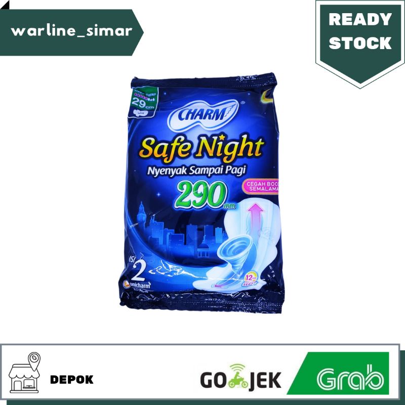 Pembalut Charm Night 29cm Sachet Softex Charm Night 290mm Isi 2pcs