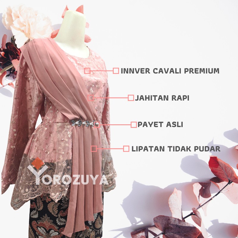 Batik Brokat Couple Kebaya Modern, Kebaya Tunangan Lamaran, Kebaya Wisuda, Kebaya Kondangan-4